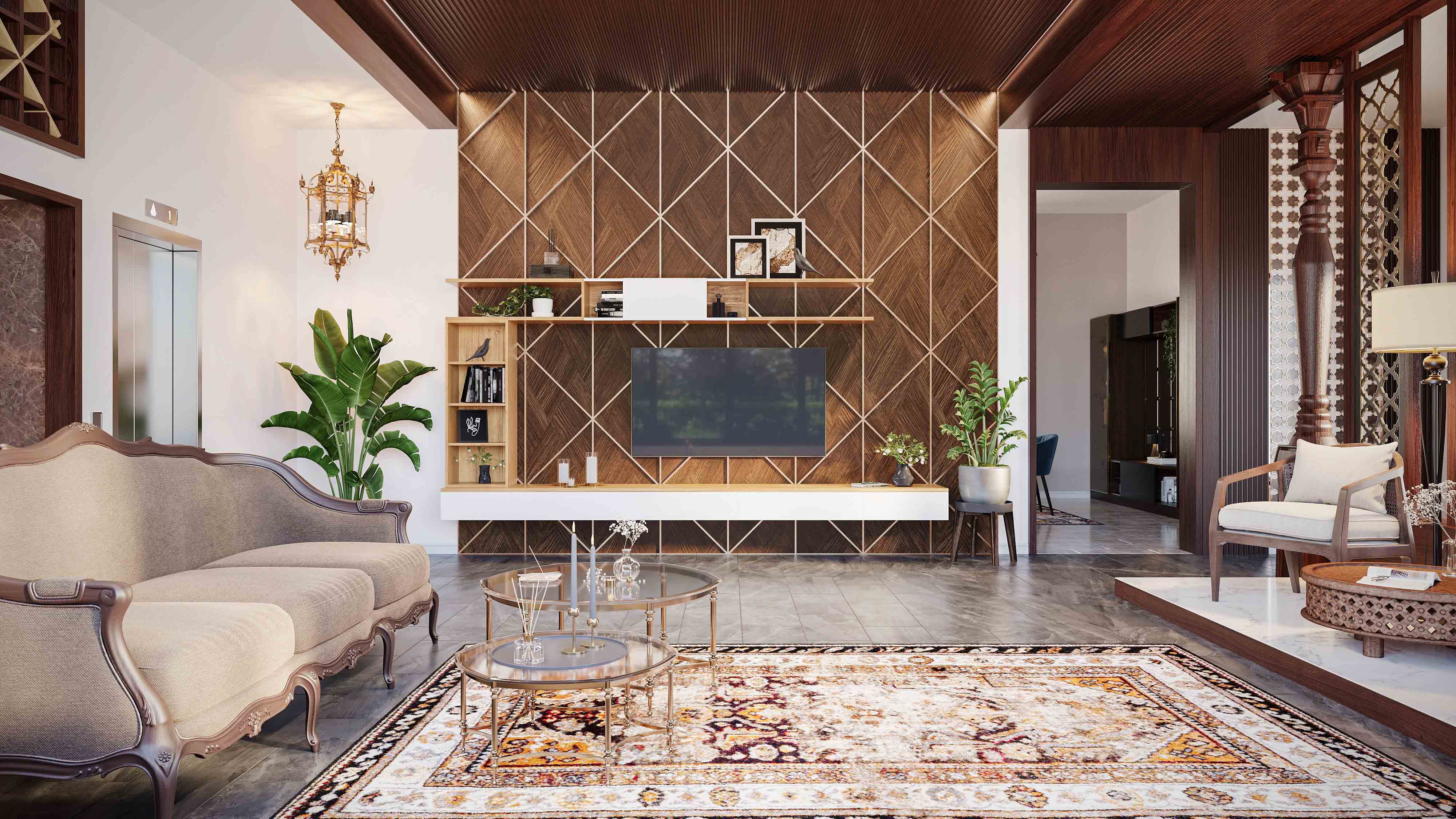 Indian Revival living room